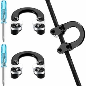 2 Sets Archery D Loop Compound Bow Metal U Nock D Ring Buckle Release Nocking Loop with Screwdrivers for Hunting Installation Accessories