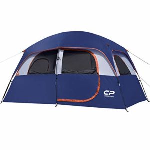 CAMPROS Tent-6-Person-Camping-Tents, Waterproof Windproof Family Tent with Top Rainfly, 4 Large Mesh Windows, Double Layer, Easy Set Up, Portable with Carry Bag - Blue