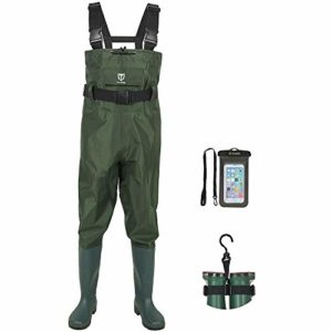 TIDEWE Bootfoot Chest Wader, 2-Ply Nylon/PVC Waterproof Fishing & Hunting Waders with Boot Hanger for Men and Women Green Size 11