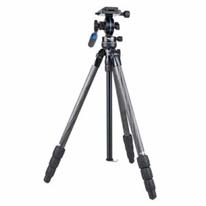 SLIK PRO 634CF-SVH Carbon Fiber Tripod with SVH-501 Compact Fluid Video Head for Mirrorless/DSLR Sony Nikon Canon Fuji Cameras and More - Black (611-899)