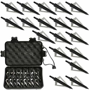 Aiskaer 18 Pack 125 Grain 3 Fixed Blade Hunting Broadheads Archery Arrow Hunting Points Metal Tips for Compound Bow and Crossbow