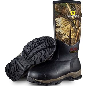 DRYCODE Rubber Hunting Boots for Men and Women, Insulated Waterproof Camo Warm Rubber Boots, 6mm Neoprene and Durable Outdoor Hunting Boots (Size 5-14)