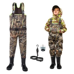 HISEA Kids Chest Waders for Toddler & Children Neoprene Youth Duck Hunting Waders for Kids Boys Girls with Insulated Boots