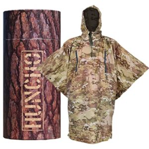 Rain Poncho with Breathable Zippers. Multicam Camo. Multi-Functional Gear, Waterproof, Lightweight and Tactical for Adults in Army, Military, Camping, Hiking, Hunting and Outdoors.