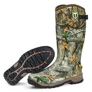 TIDEWE Rubber Hunting Boots, Waterproof Insulated Realtree Edge Camo Warm Rubber Boots with 6mm Neoprene, Durable Outdoor Hunting Boots for Men (Size 12)