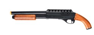Double Eagle Pump Airsoft Shotgun Sawed Off Gun w 6mm BBS BB - 320FPS, Black, Full Size Replica (DE-M47C-a1)
