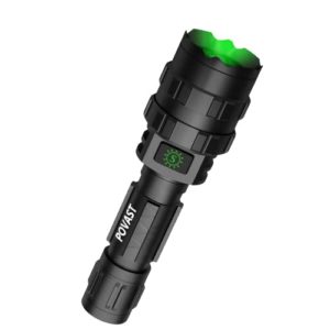 POVAST PVL2 Zoomable Green Light Rechargeable Led Flashlight, 1200 lumens Outdoor Bright Torch Light with Battery for Hunting