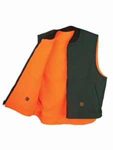 Regular and Big and Tall Heavyweight Reversible Green and Blaze Orange Wool Vest for Hunting, Shooting, and Outdoor Wear to Size 3X Made in CANADA (2X)