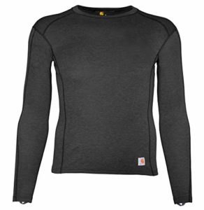 Carhartt Men's Force Heavyweight Polyester-Wool Base Layer Long Sleeve Shirt, Dark Black Heather, Large