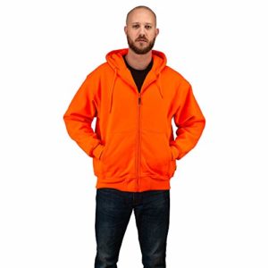 TrailCrest Men's Safety Blaze Orange / Camo Double Fleece Full Zip Hoodie, Orange, 3X