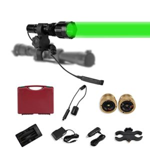 LUMENSHOOTER LS250 Long Range Hunting Light Kit,Green Red White Interchangeable LED Modules,High Power Rechargeable Night Vision Spotlight,Predator Flashlight Torch for Coon Coyote Hog Fox and Varmint