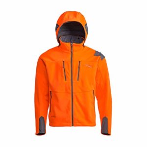 SITKA Gear Men's Stratus Windstopper Water Repellent Ultra-Quiet Fleece Hunting Jacket with Removable Hood, Blaze Orange, Medium