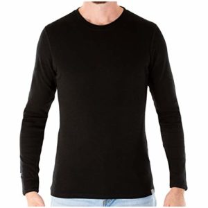 MERIWOOL Mens Base Layer - 100% Merino Wool Midweight Long Sleeve Thermal Shirt Black