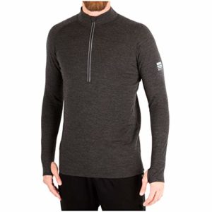 MERIWOOL Mens Form Fitting Base Layer 100% Merino Wool Heavyweight 320g Half Zip Sweater for Men Charcoal Gray