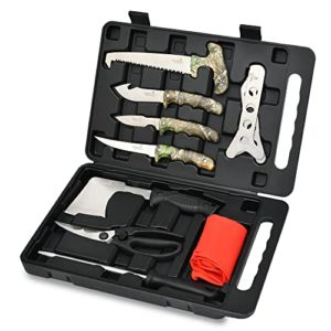 Field Dressing Kit Hunting Knife Set Deer Cleaning Kit Skinning Knife Real Tree Xtra Camo, Hunting Stuff, Hunters, for Hunting, Fishing, Camping, Survival