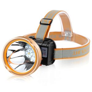 Hunting Friends Smart LED Headlamp with 2 Light Modes Coon Hunting Lights Waterproof Headlight Built-in Rechargeable Batteries Adjustable Gold Head Troch (White Light)