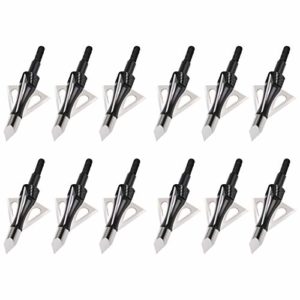 OTW Hunting Broadheads 3 Fixed Blades 100 Grain Archery Broad Heads Archery Broadheads for Small Game Crossbows and Compound Bow Arrows (12 Pack)