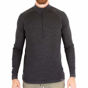 MERIWOOL Mens Base Layer 100% Merino Wool Midweight 250g Half Zip Sweater for Men Charcoal Gray