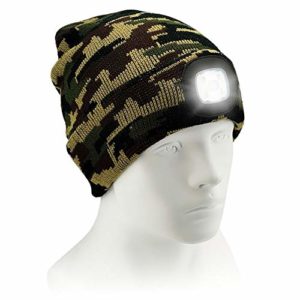 Beanie Hat with Light, USB Rechargeable LED Knitted Lighted hat, Easter Gifts for Men Dad Him Women Her, Unisex Lighted for Walking at Night,Fishing,Camping,Hunting Camouflage Green