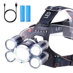 Headlamp 12000 Lumen Ultra Bright CREE LED Work Headlight Micro-USB Rechargeable, 4 Modes Head Lamp Waterproof Headlamps for Camping Hiking Hunting Hard Hat Workers