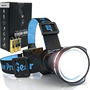 Outdoor Pro Gear LED Headlamp Flashlight [3-AA Batteries Included] Magnifying Lens, Head Lamp for Hiking, Fishing, Hunting, Camping, Super Bright Spotlight Headlight, Emergency Supplies (Black)