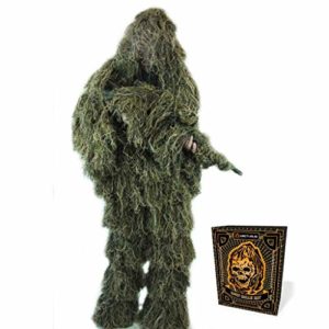 Arcturus Ghost Ghillie Suit: Woodland Camo | Double-Stitched Design with Adjustable Hood and Waist | Camo Hunting Clothes for Men, Military, Sniper, Airsoft and Hunting (Woodland, XL)