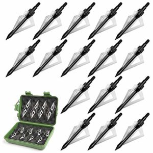 EONACTVE Hunting Broadheads 100 Grain, 16PK 3 Blades Archery Broadheads Arrow Tips for Hunting and Shooting Game, Pack with Storage Case