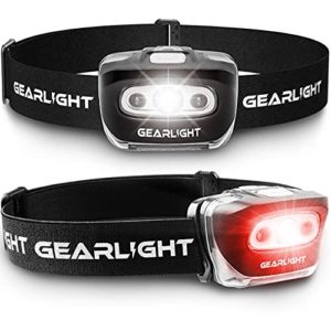 GearLight LED Head Lamp - Pack of 2 Outdoor Flashlight Headlamps w/ Adjustable Headband for Adults and Kids - Hiking & Camping Gear Essentials - S500