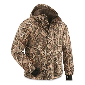 Guide Gear Men’s Waterfowl Hunting Camo Jacket Waterproof and Insulated Mossy Oak, LARGE
