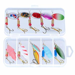 Spinner Baits-10pcs Fishing Lures-Dr.meter Trout Lures Hard Metal Spinner Baits Kit with Tackle Box, Spinner Baits for Bass Fishing, Freshwater Saltwater Fishing Lure Spinnerbait-Fishing Gifts for Men