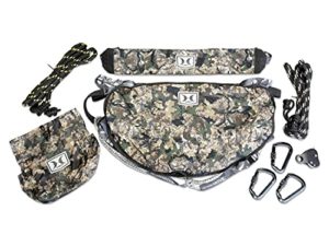 Hawk Helium Hammock Tree Saddle, Lightweight, Padded Removable Seat, Ultra Packable, Includes Climbing Grade Rope and attachments, camo, HWK-HHTS