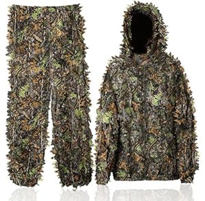 Favuit Ghillie Suit 3D Leafy Lightweight Breathable Outdoor Woodland Hunting Camouflage Clothing Camo Outfit for Jungle Hunting,Military,Wildlife Photography,Halloween