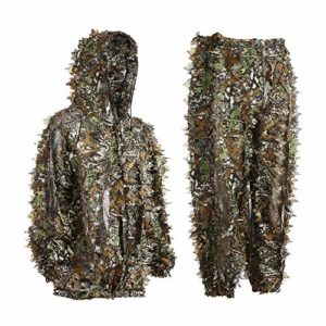EAmber Ghillie Suit 3D Leaf Camo Camouflage Lightweight Youth Adult Clothing Suits for Jungle Hunting,Shooting, Airsoft, Wildlife Photography or Halloween