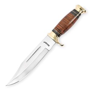 Perkins | 12.5 inch Fixed Blade Bowie Knife | Hunting Knife, Leather Handle | Leather Sheath | Designed for Hunting, Survival, Skinning, Camping & Self Defense |
