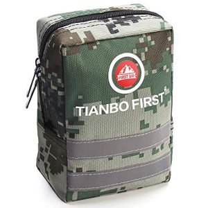 TIANBO FIRST Small First Aid Kit, 120 Pieces Personal First Aid Kit, Outdoor Emergency Survival Bag, Compact Medical Safety Case for Camping Hiking Travel Hunting Family School Car, Light Green Camo