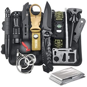 Gifts for Men Dad Husband, Fathers Day, Survival Gear and Equipment 12 in 1, Survival Kits, Fishing Hunting Birthday Gifts for Him Teen Boy Boyfriend Women Mom, Cool Gadgets, Camping Accessories
