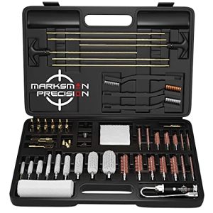 Marksman Precision Universal Gun Cleaning Kit - Brass Jags - Slotted Tips - Rods - Brushes - LED Bore Light - Optical Cloth - Hunting Shooting Rifle Pistol Shotgun - Heavy Duty Case - Retail Package