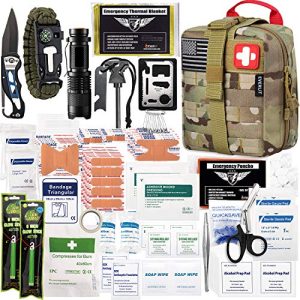 EVERLIT 250 Pieces Survival First Aid Kit IFAK Molle System Compatible Outdoor Gear Emergency Kits Trauma Bag for Camping Boat Hunting Hiking Home Car Earthquake and Adventures (CP Camo)